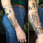 Tattoos - Coffee Plant and Babys Breath on Forearm- Instagram @michaelbalesart - 123105